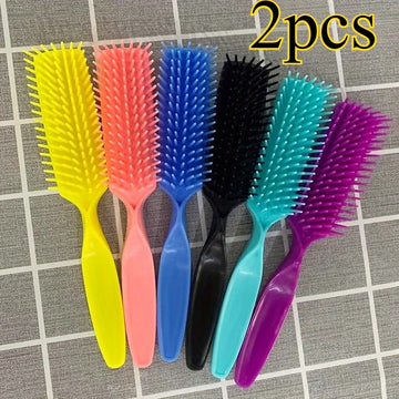 2Pcs Heavy-Duty Hair Brush Set | Salon-Style Massager & Ergonomic Grip | for Frequent Styling Needs | Wet/Dry Use Multicolor Kit