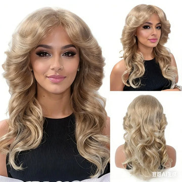 Cosplay Wigs for Women Lady 60s 70s Blonde Wig Farrah Fawcett Wigs Disco Synthetic Hair Long Curly Glueles Full Wigs