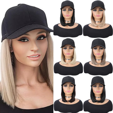 Fashion Hat Hair Extensions Ladies Wigs Hats Connected Head Cover Synthetic Peaked Cap Wig For Women