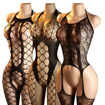 Women's Porn Sex Underwear Sexy Lingеrie Mesh Crotchless Bodystocking Bodysuit Full Body Stockings Open Bra Erotic Lingerie