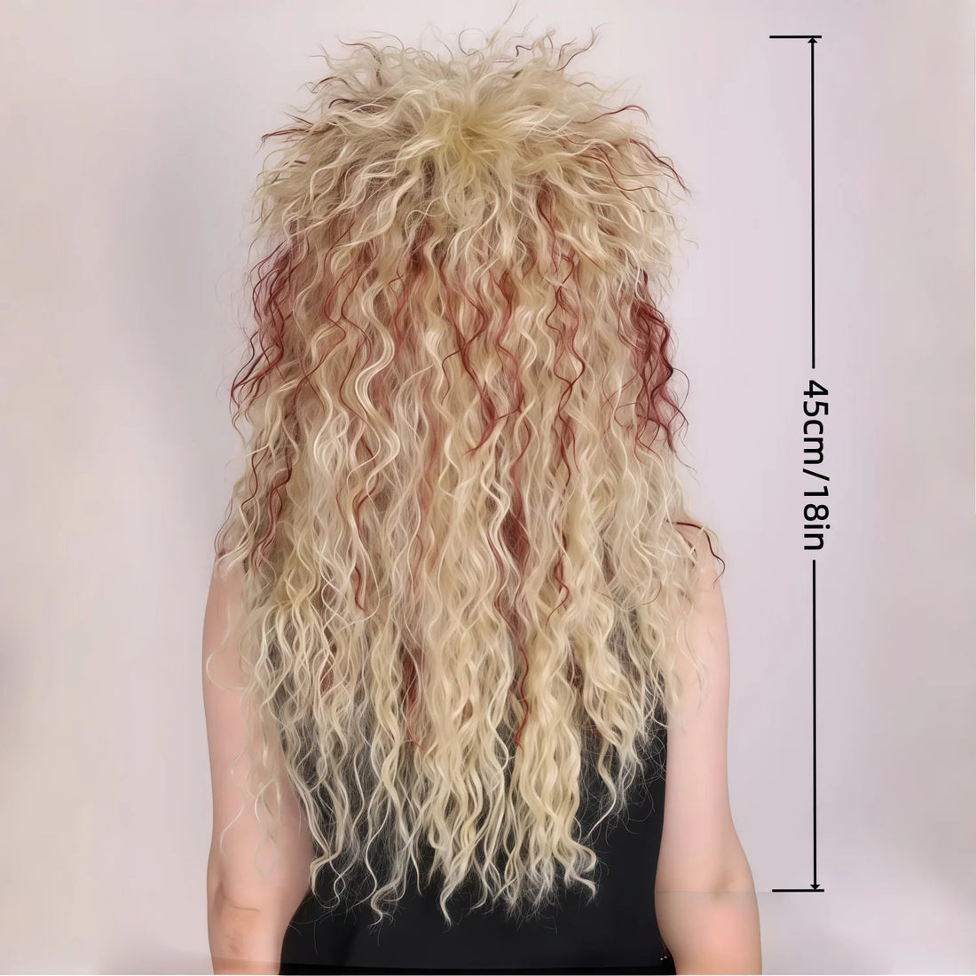 80s rock-style wig for women with long, golden, red-brown-toned waves daily wear, birthdays ,heat-resistant fiber synthetic wig