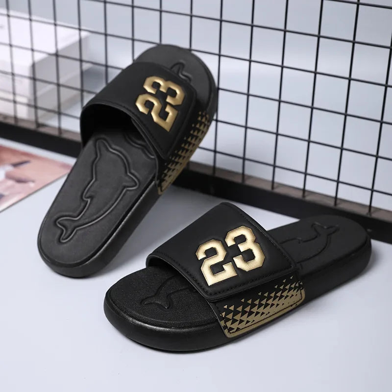 2025 New EVA Home Slippers for Men and Women Hotel Travel Letter Sandals Bathroom Anti Slip Slippers Trendy Outdoor Flat Shoes