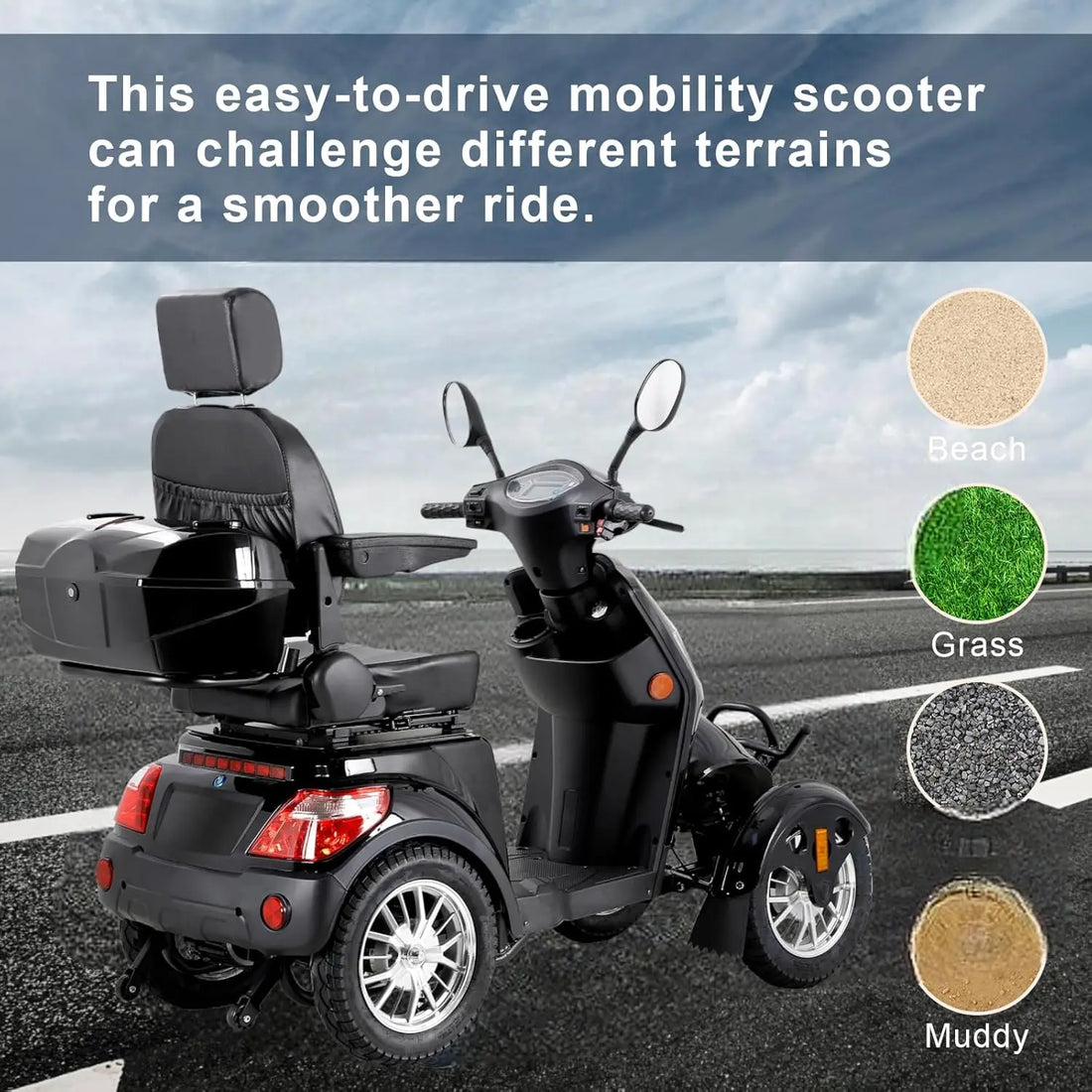 Mobility Scooters for Seniors  Adults 500lbs Capacity - 800W All Terrain Electric Powered Mobility Cart - Heavy Duty Mobility S