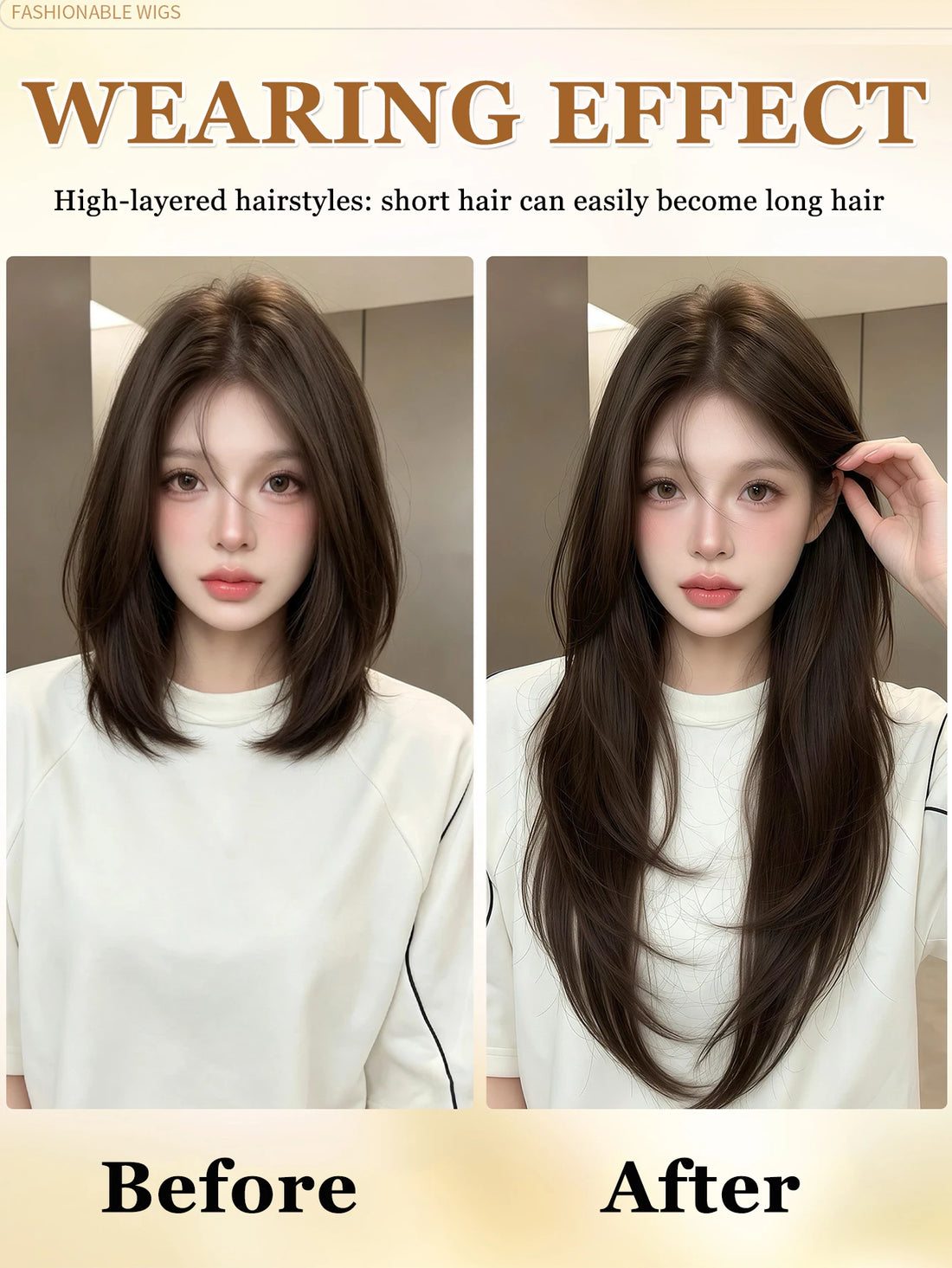 AOSIQUEEN Synthetic High-layer Inward Curl Hair Extensions for Women One-Piece Ultra-thin Invisible Long Straight Hair Extension