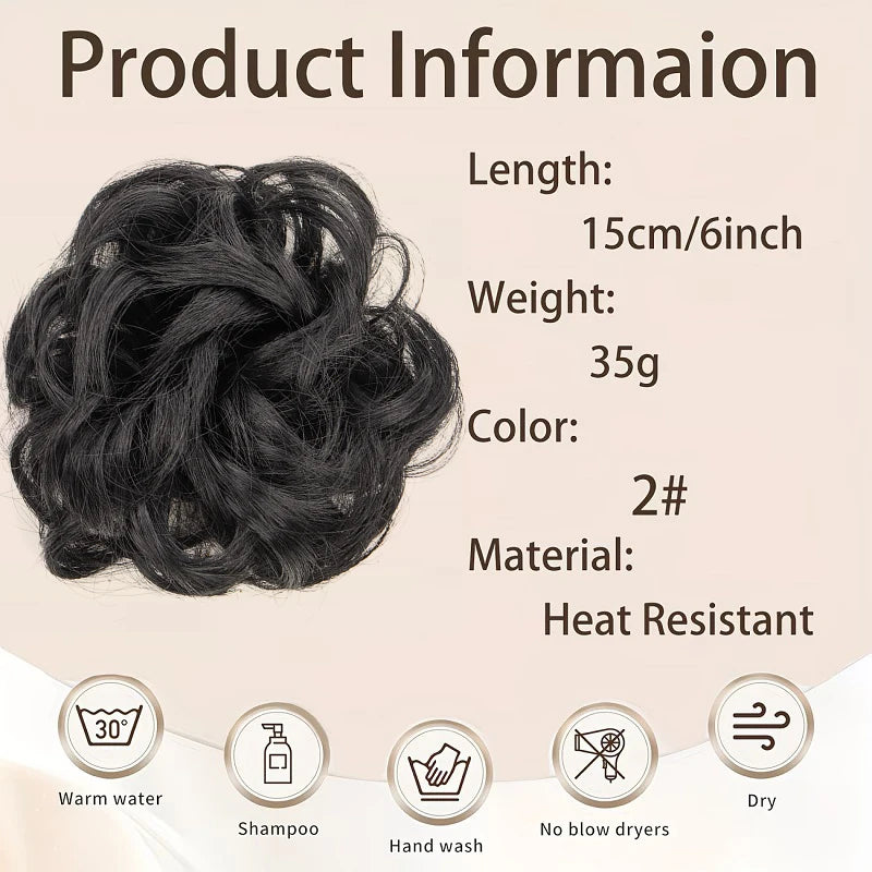 Synthetic Messy Short Curly Hair Bun Extensions for Women Everyday Use Occasions Easy to Wear for Party Weddings