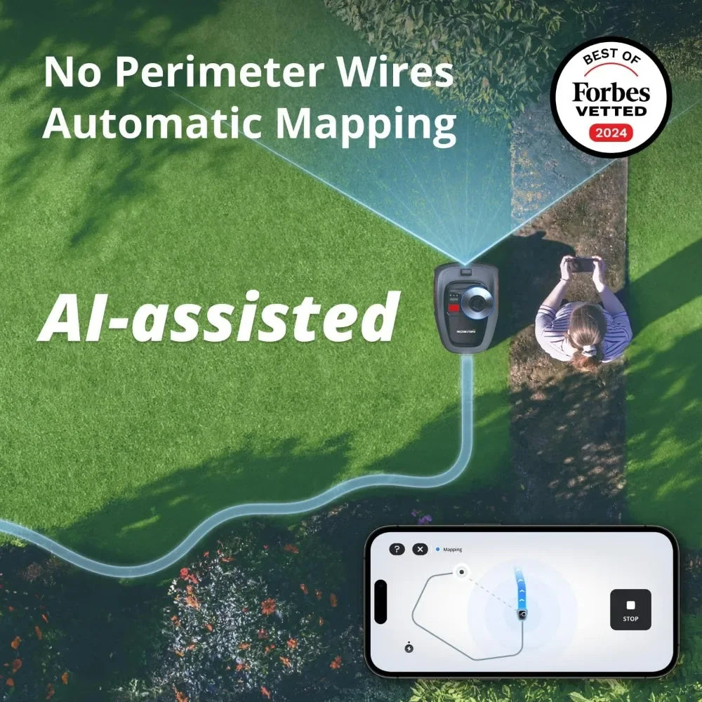 Wireless Perimeter for 1/4 Acre Yards, Virtual Boundary Mapping RTK+Vision AI-Enhanced Segway Navimow i110N Robotic Lawn Mower