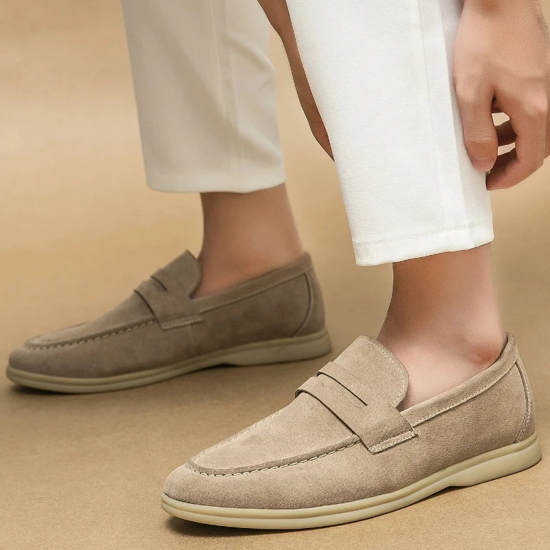 Men's Suede Leather Penny Loafers Slip-On Dress Shoes Retro Casual Party Wedding Shoes