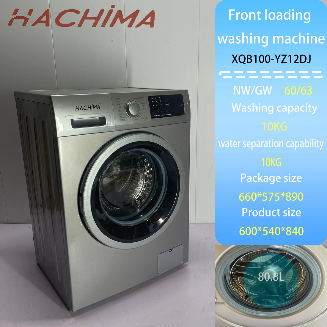 Household 10KG Automatic Washing Machine with Dryer Front Load Clothes All-in-one Washer /Dryer Washing Machine for Household
