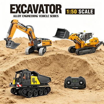 YG520 1:50 Alloy Remote Control Engineering Vehicle Excavator Bulldozer Track Dump Truck Simulation Engineering Vehicle Model