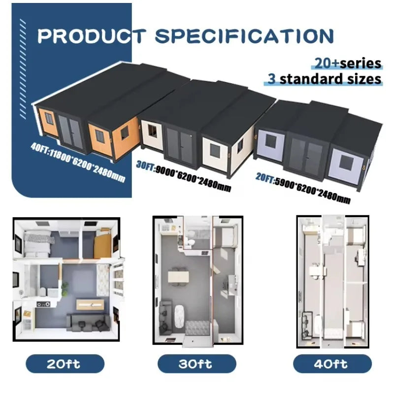 【Factory】Prefab Expandable Container Houses 40Ft Container House  Prefabricated Home 1 Bedroom Mobile Homes