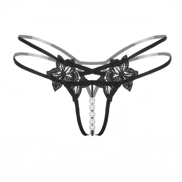 Lingerie with beads; enticing thong; single-row massage lingerie; sexy open-crotch lingerie; novelty lingerie.