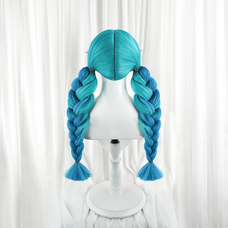 ROLECOS LOL Rain Shepherd Gwen Cosplay Wig Mixed Color Women Wigs with Braids Heat Resistant Synthetic Hair