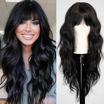 Popular synthetic wigs for women with bangs and long, shaggy curly hair Festival party daily wear chemical fiber head wig