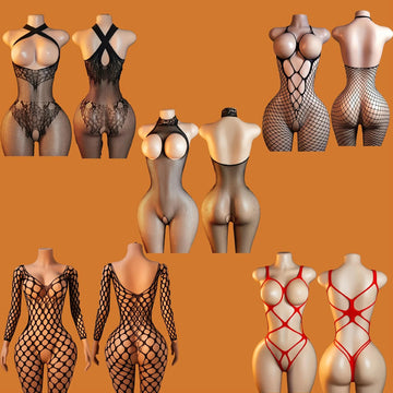 Women's Porn Sex Underwear Sexy Lingеrie Mesh Crotchless Bodystocking Bodysuit Full Body Stockings Open Bra Erotic Lingerie