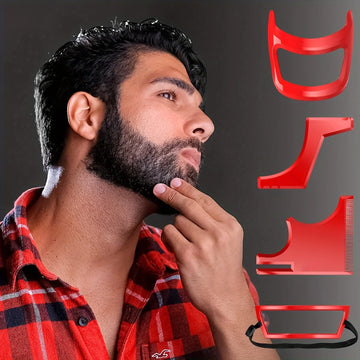 4Pcs Beard Shaping Styling Tool Kit Beard Grooming Guide Set Hairline Unscented Plastic Bristle Comb Beard Shaping Hair Styling