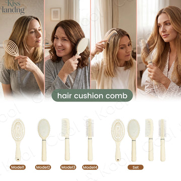 Complete Hair Care Kit: Ultra-Soft Ventilated & Cushion Brushes for Painless Detangling, Plus Comb & Styler for Daily Grooming