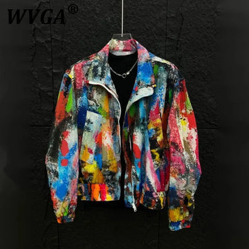 WVGA Summer New Man High Street Graffiti Colorful Long Sleeve Fake Two-Piece Sunproof Jacket Niche Trendy Casual Coats Ins W9257