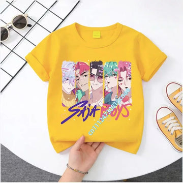 2026 New  K-POP Saja Boys Print Short-Sleeved Spring Summer Clothing for Boys and Girls Cute Cotton T-shirt for Boys and Girls