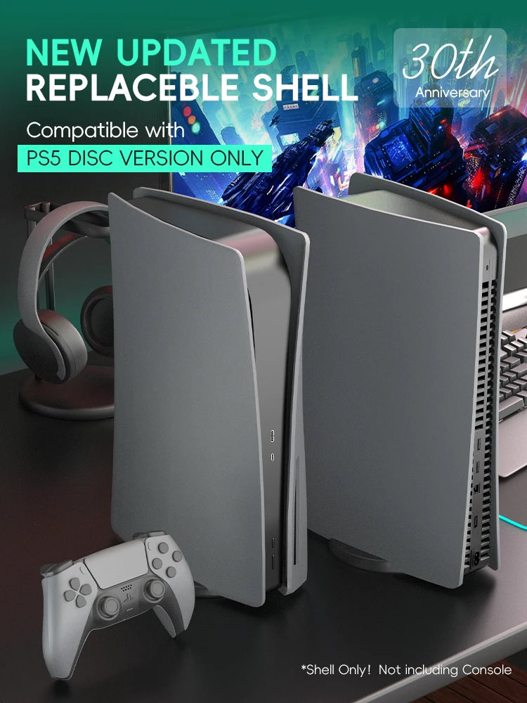 Protective Shell for PS5 Console 30th Anniversary GRAY Cover Upgrade Faceplate Replacement Accessories for PS5 Disc Digital