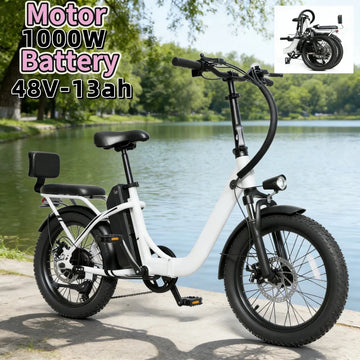 20-Inch Foldable Parent-Child E-Bike 48V 13AH Removable Battery 1000W Brushless Motor Electric Bicycle