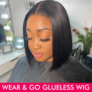 Wear and Go Glueless Wigs Human Hair PrePlucked Pre Cut 6x4 Straight Lace Closure Wigs Ready to Wear Wigs For Women 180 Density