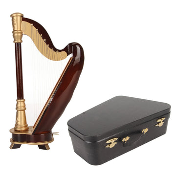 Musical Instrument Replica Decoration Exquisite Simulated Wooden Miniature Musical Instrument 7.9 Inch with Case for Music Room
