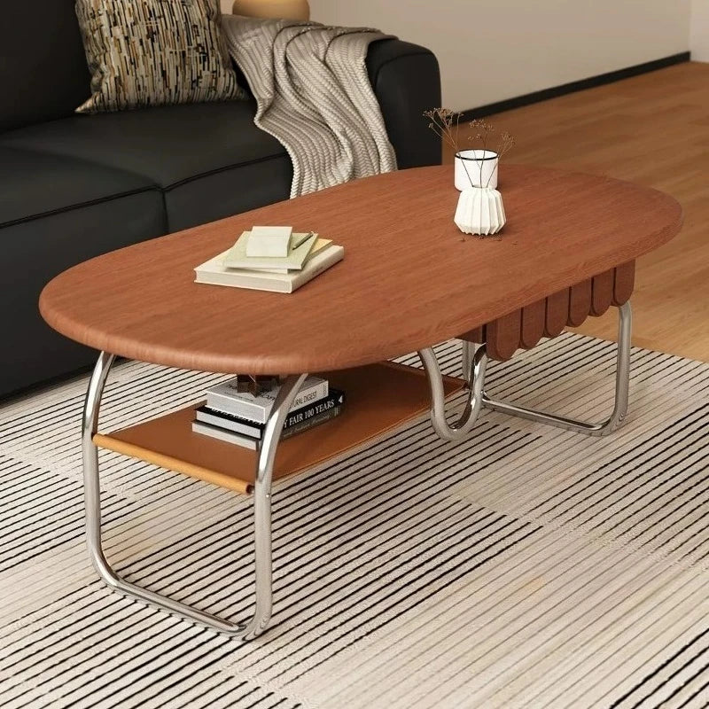 Home Living room household solid wood stainless steel coffee table with drawers minimalist sedentary center tables furniture