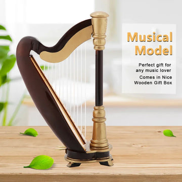 Miniature Musical Instrument Ornaments Brass Gold Plated Small Decoration  Trumpet Trombone Harp Flute Model