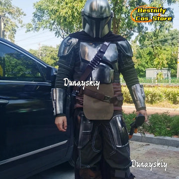 B cos%Din Djarin Cosplay Costume Mandalore Outfits with Cloak Adult Mens Character Helmet Accessory Halloween Disguise Ornament