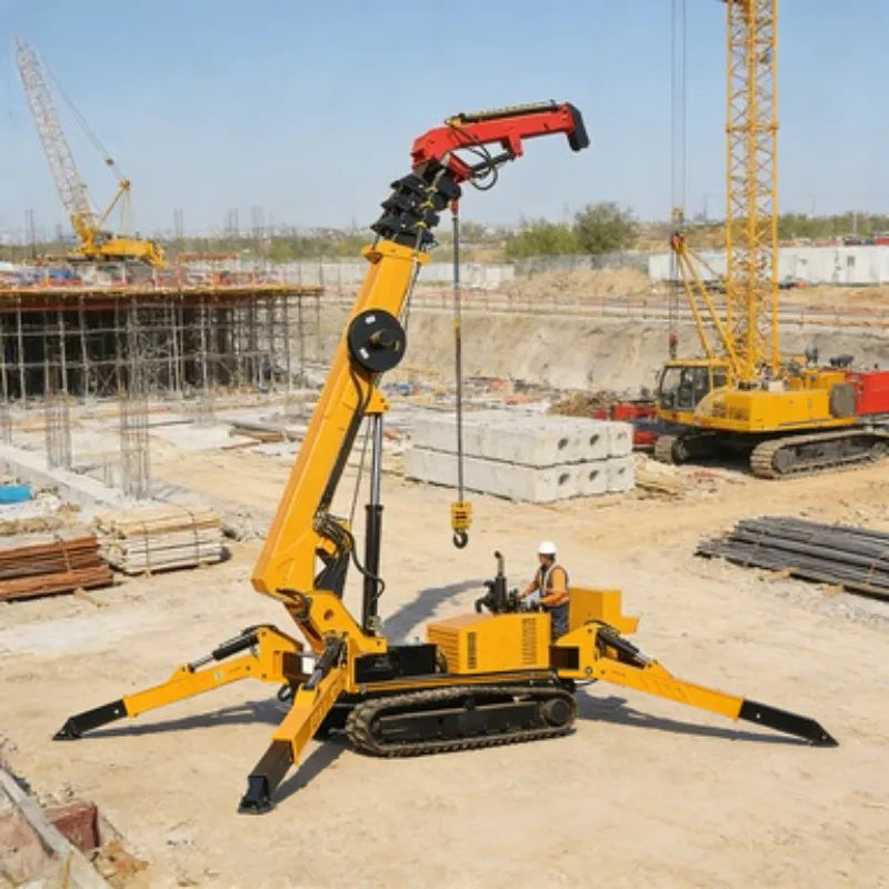 Compact 8T Spider Crane Telescopic Boom EPA/Euro 5 for Global Construction Projects