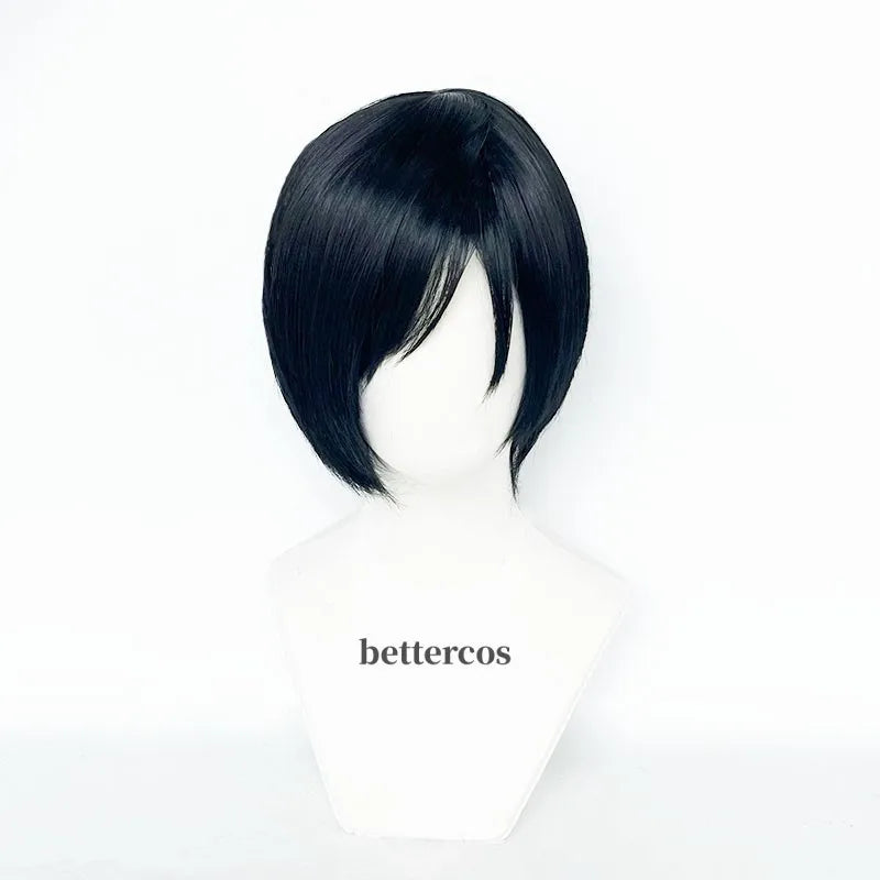 Anime Ada Wong Cosplay Wig Women 32cm Short Black Ada Wong Cosplay Wigs Heat Resistant Synthetic Wigs Halloween Party + Wig Cap