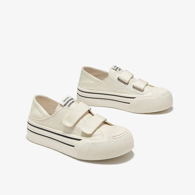 BEAUTODAY Casual Platform Sneakers Women Canvas Solid Round Toe Hook and Loop Versatile Ladies Barefoot Shoes Handmade 29260