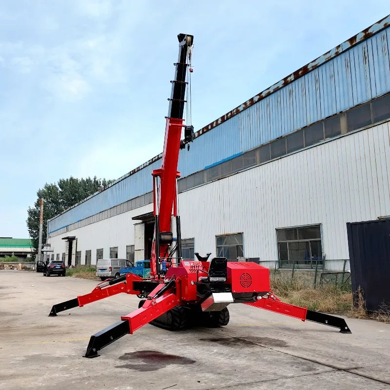 Small Spider Crane Mobile Spider Crane 2 Ton Battery Powered Mini Construction Lifting Machine with Safety Cage for Sale