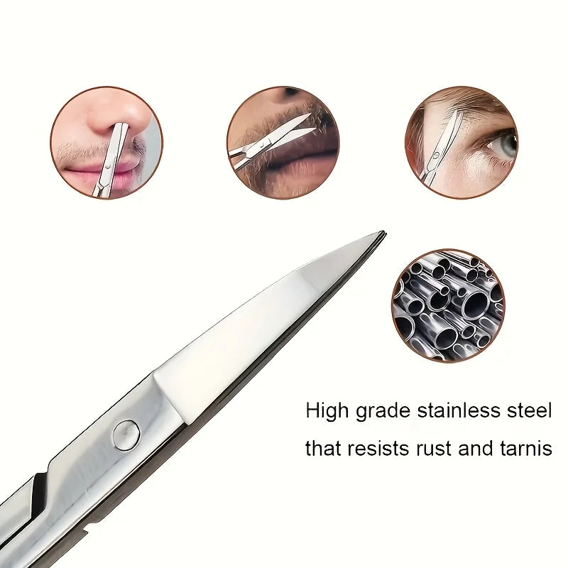 1/3 Pcs Facial Hair Small Grooming Scissors For Men Women Eyebrow Nose Hair Mustache Beard Eyelashes Ear Trimming Kit Curved