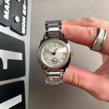 Simple Watch Stainless Steel Strap Handmade Distressed Vintage Style Waterproof Quartz Square Men's and Women's Watches