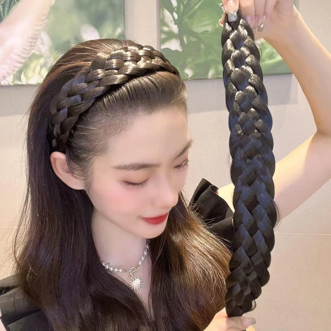 Women Synthetic Wig Twist Braided Hair Bands Fashion Braids Hair Accessories Women Bohemian Nature Headband Stretch for Party