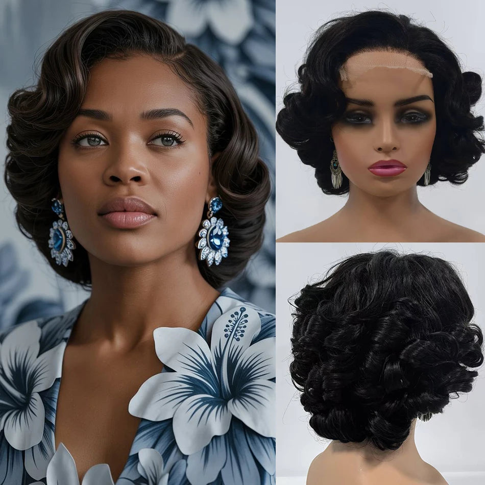 100% Human Hair Wear and Go Glueless Curly Bob Wigs For Black Women 4x4 5x5 Bouncy Body Wave HD Lace Closure Wigs 250% Density