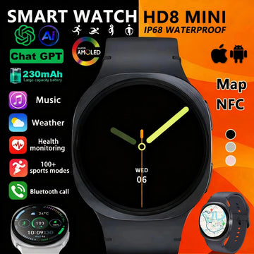 Smart Watch GPS Track Smart Watches For Men Women Sport Heart Rate Bluetooth Call NFC IP68 Waterproof Compass Smartwatch 8 Mini