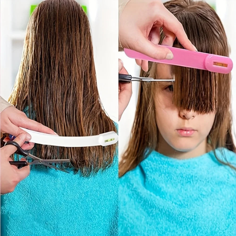 DIY Hair Cutting Tool Set, Bangs & Hair Trimming Kit with Level Clips & Scissors for Home Hair Styling