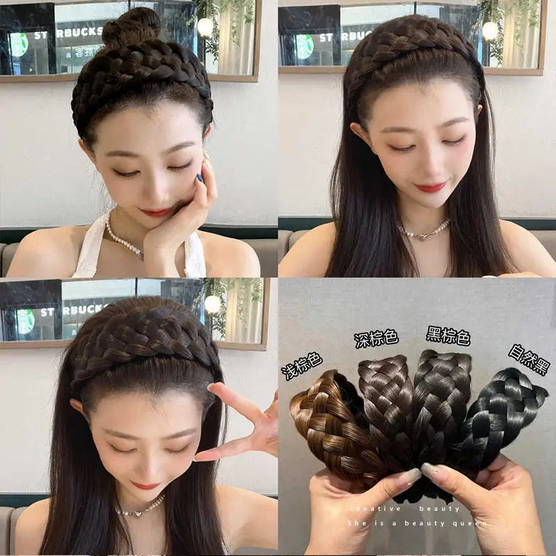 Women New Five Strand Braid Widened Wig Hoop For Women's New Braid Headband Braided Hair Accessories