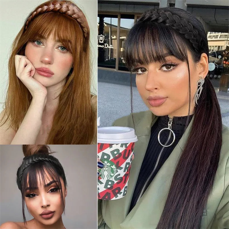 Fashion Wig braid headband Women Synthetic Wig Twist Braided Hair Bands Girl Bohemian Head Hoop Fishbone Braids Hair Bands Decor