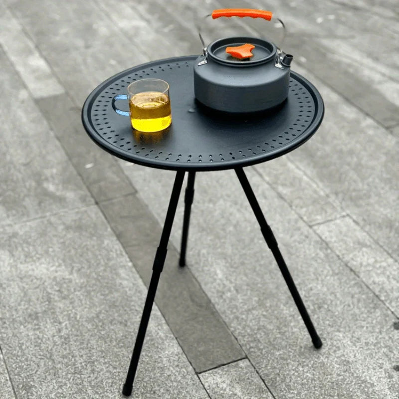 Portable Picnic Camping Table Adjustable Small Round Table Outdoor Plastic Folding Table Lightweight Coffee Table