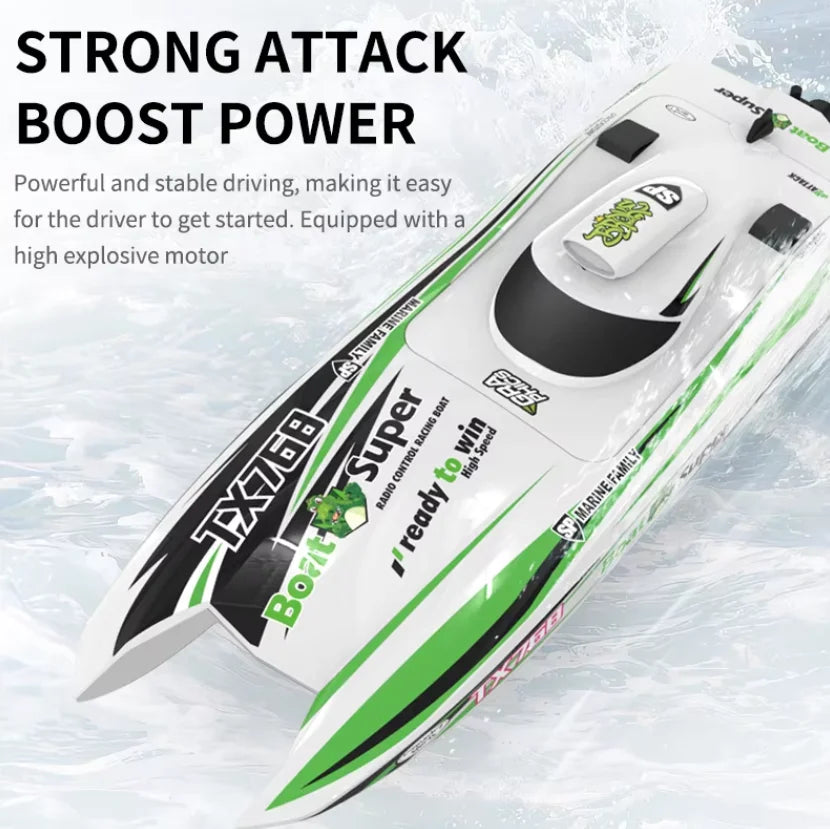 LKCOMO TX768 2.4GHz Brushless RC Speedboat — 250m Range, 12-Min Runtime