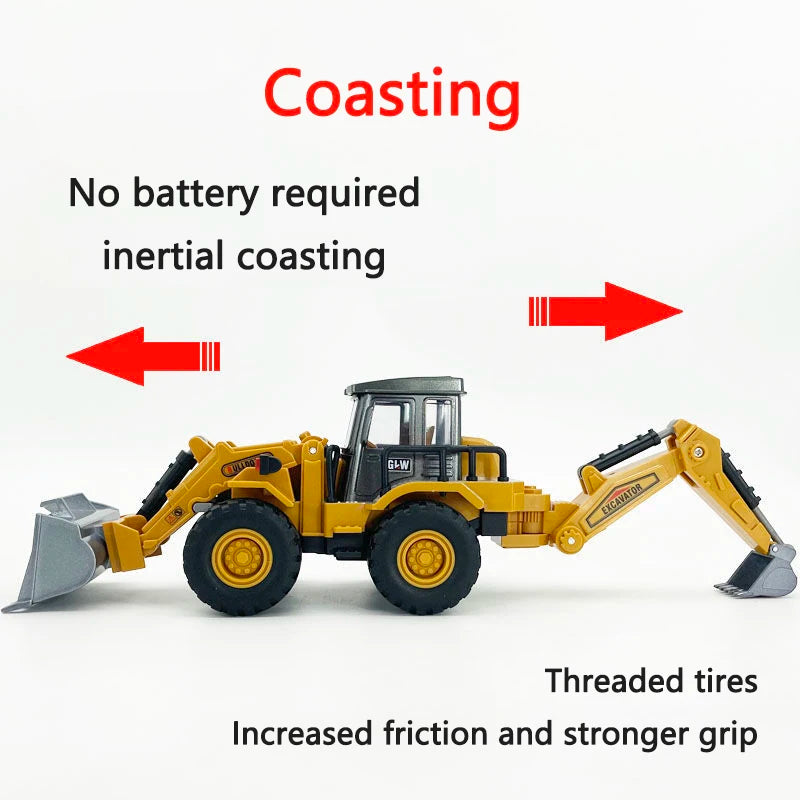 1:55 Scale Diecast Construction Vehicle Toy — Excavator, Crane, Bulldozer & More, 17 Styles