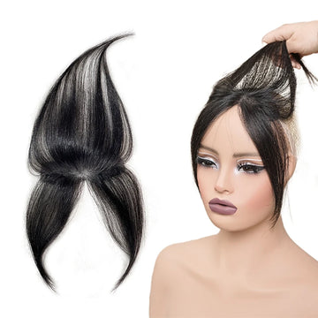 Full Human Hair Forehead HairPieces Clip in Bangs with Temple for Women Fringe Fake Bangs Hair Extensions Increase Hair Volume