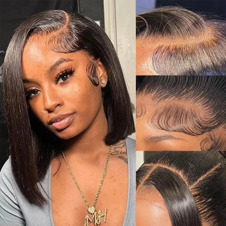 Ready To Wear Glueless Bob Straight Wig Human Hair Wigs 4X4 5X5 Short Bob No HD Lace Frontal Wig Closure Black Wigs For Women
