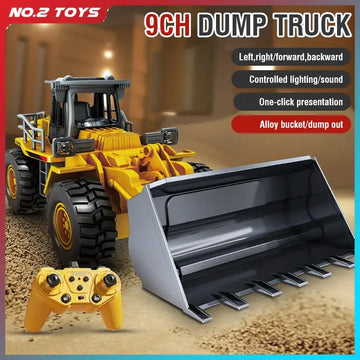 2.4G Alloy Remote Control Dump Truck Excavator Bulldozer Engineering Vehicle 9 Channels RC Trucks Model Children's Toy Kids Gift