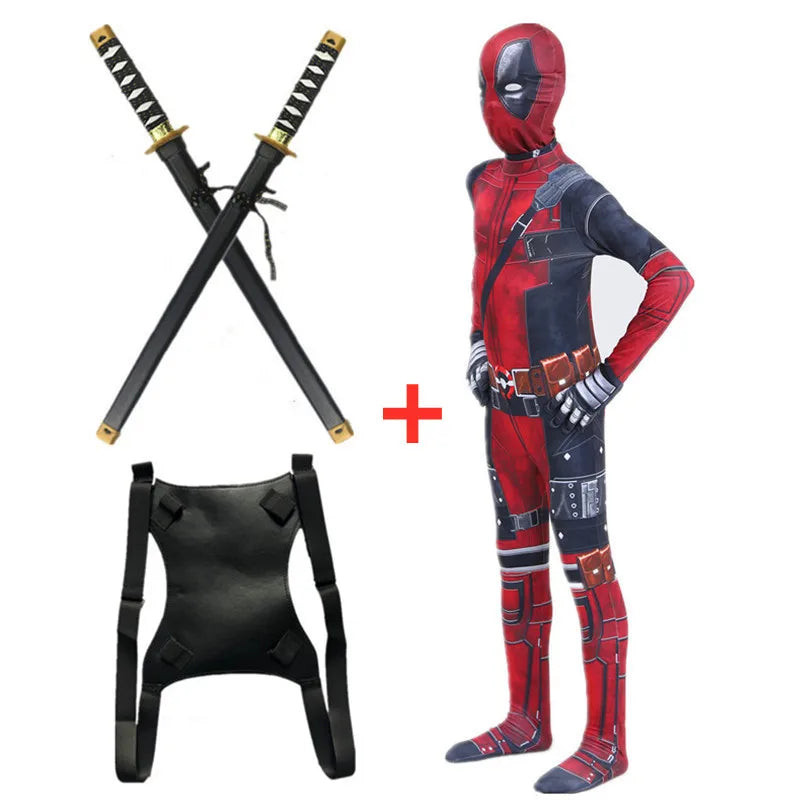 Movie Superhero Costume for Kids Justice Hero Bodysuit Halloween Mask Performance Costume Toddler Party  with Toy Gift