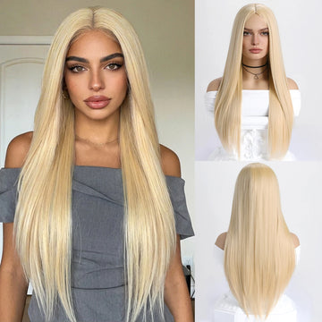Long Blonde Wig Wigs for White Women Synthetic Wig Straight Hair Replacement Wigs for Women Natural Hair Wigs Middle Part Wig Lo