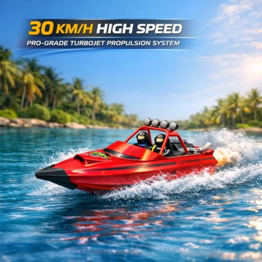 Fast RC Speed Boat — 30 km/h Jet Propulsion, Dual 1500mAh Batteries